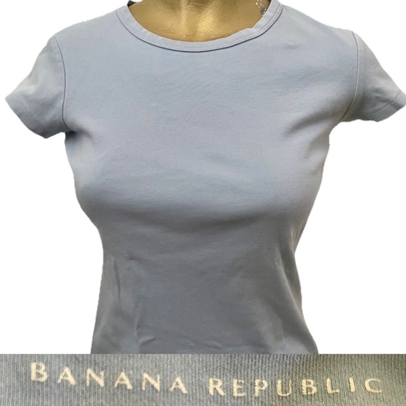 BANANA REPUBLIC Light Blue Basic COTTON TEE SHIRT Size Small - Picture 5 of 11